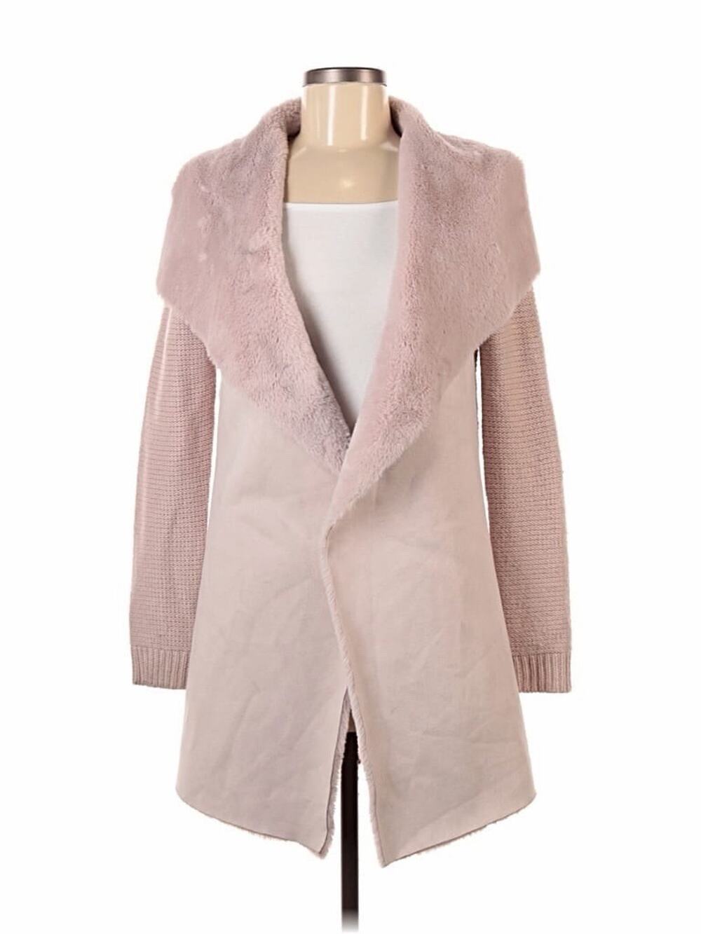 Designer Twelfth Love Fur Collared Knitted Long sleeve Sweater Colorblock Size S